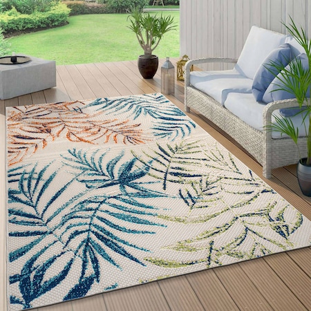World Rug Gallery Floral Leaves Indoor/Outdoor Area Rug 7'10''x10' Gray Area Rug 5552MULTI8X10